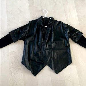 Stella McCartney Black perforated Leather Pointed Hem Jacket